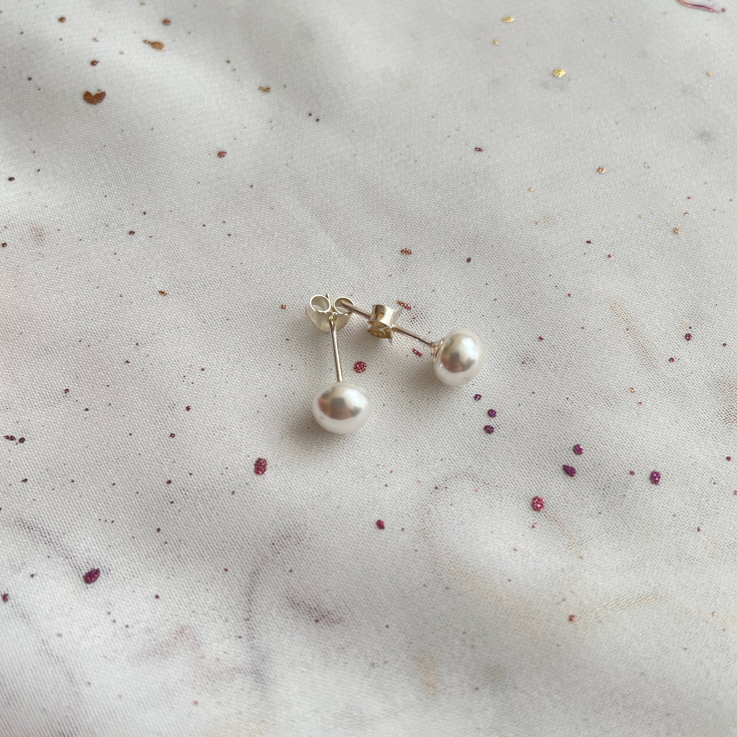 Aros Plata 925 Perla Achatada 6MM