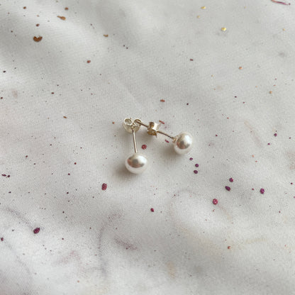 Aros Plata 925 Perla Achatada 6MM