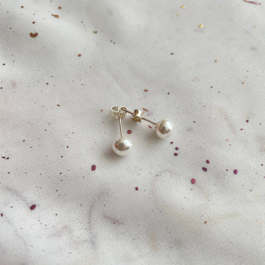 Aros Plata 925 Perla Achatada 6MM