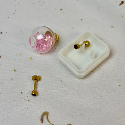 Mini Aros Acero Quirúrgico Dorado Circón Burdeo 3MM - Tope Tornillo