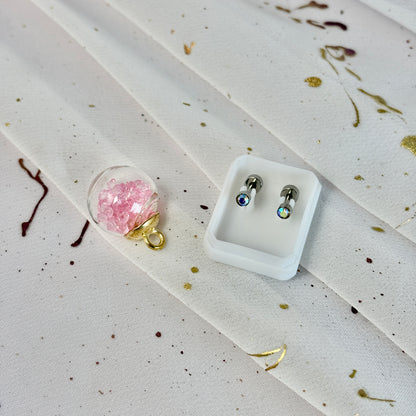 Mini Aros Acero Quirúrgico Plateado Tornasol 3MM - Tope Tornillo