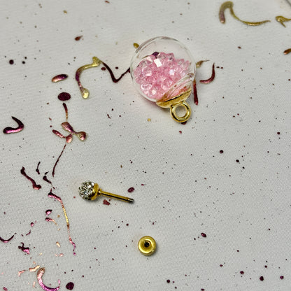 Mini Aros Acero Quirúrgico Dorado Esfera Circón 4MM - Tope Tornillo