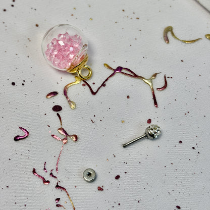 Mini Aros Acero Quirúrgico Plateado Esfera Circón 4MM - Tope Tornillo