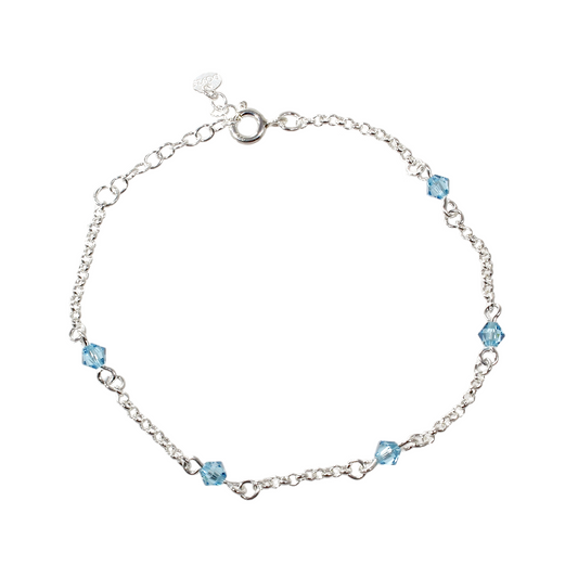 Pulsera Plata 925 Rolo Cristales Blancos Azules