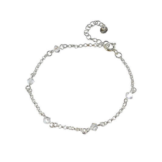 Pulsera Plata 925 Rolo Cristales Blancos