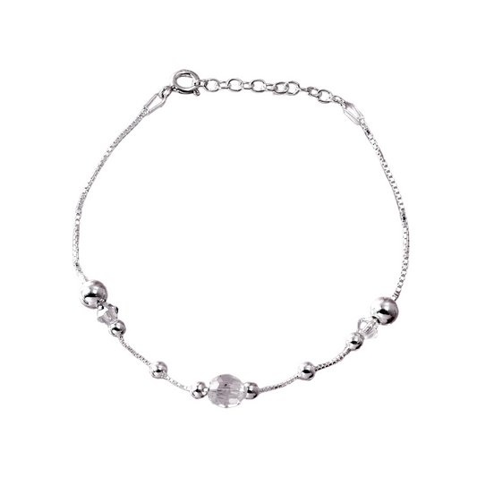 Pulsera Plata 925 Veneciana Cristales Blancos