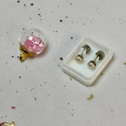 Mini Aros Acero Quirúrgico Perla Nude  - Tope Presión Abridor