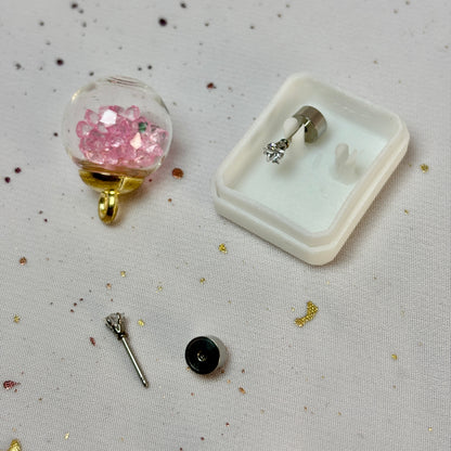 Mini Aros Acero Quirúrgico Plateado Corona Circón 3MM - Tope Presión Abridor