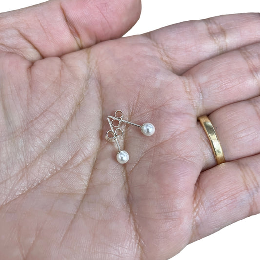 Aros Plata 925 Perla Completa 4MM