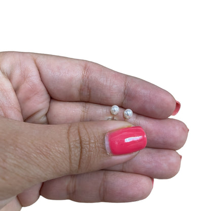 Aros Plata 925 Perla Completa 4MM