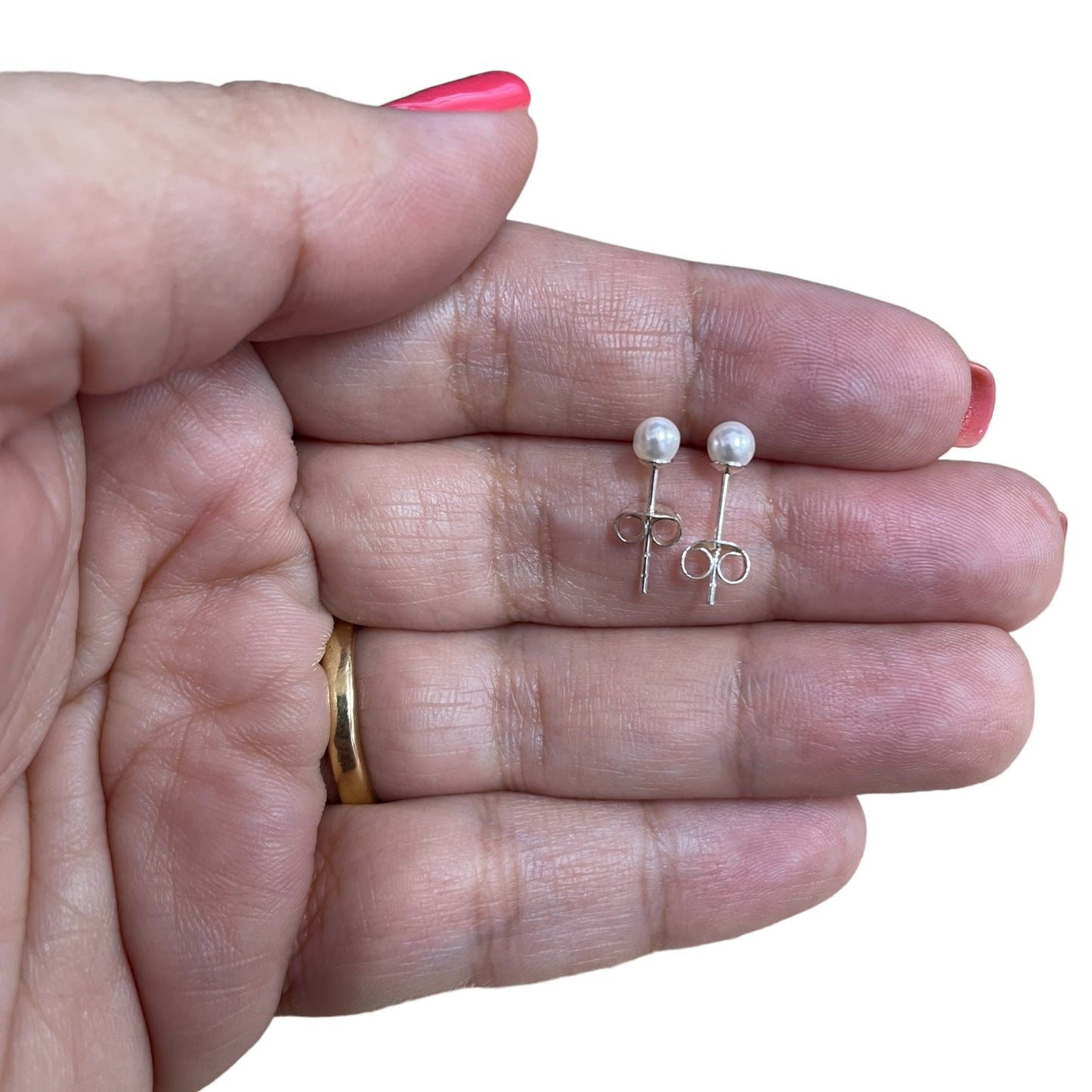 Aros Plata 925 Perla Completa 4MM