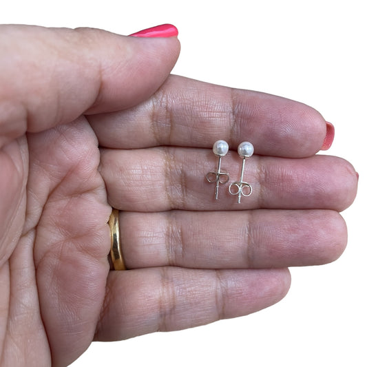 Aros Plata 925 Perla Completa 4MM