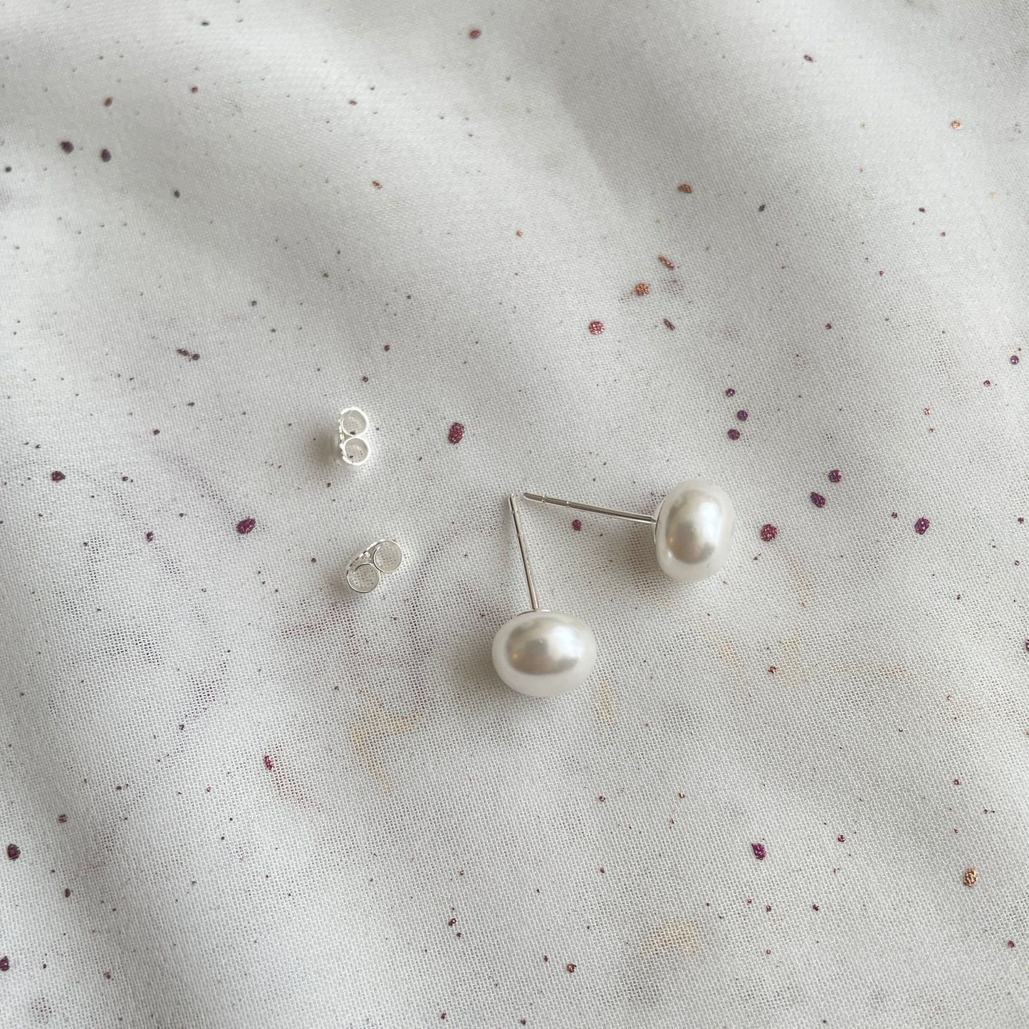 Aros Plata 925 Perla Achatada 8MM