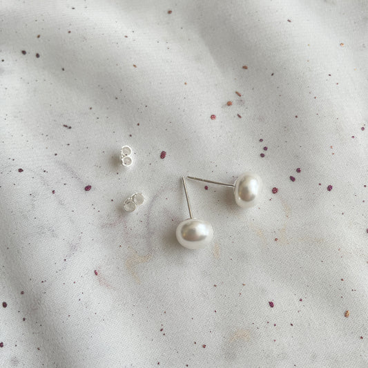 Aros Plata 925 Perla Achatada 8MM