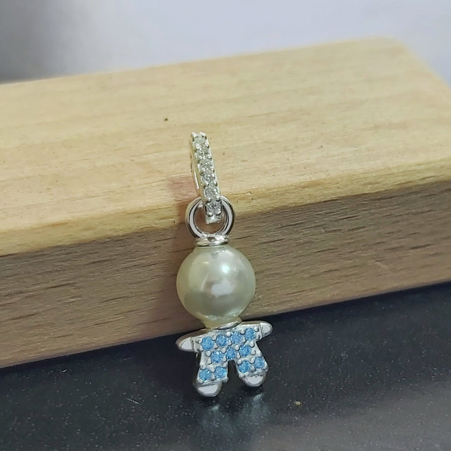 Colgante Plata 925 Niña Azul Perla Circones