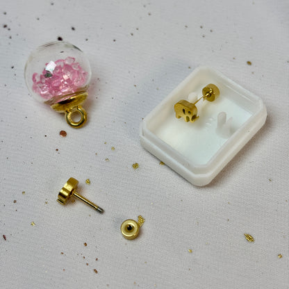 Mini Aros Acero Quirúrgico Dorado Elefante - Tope Tornillo