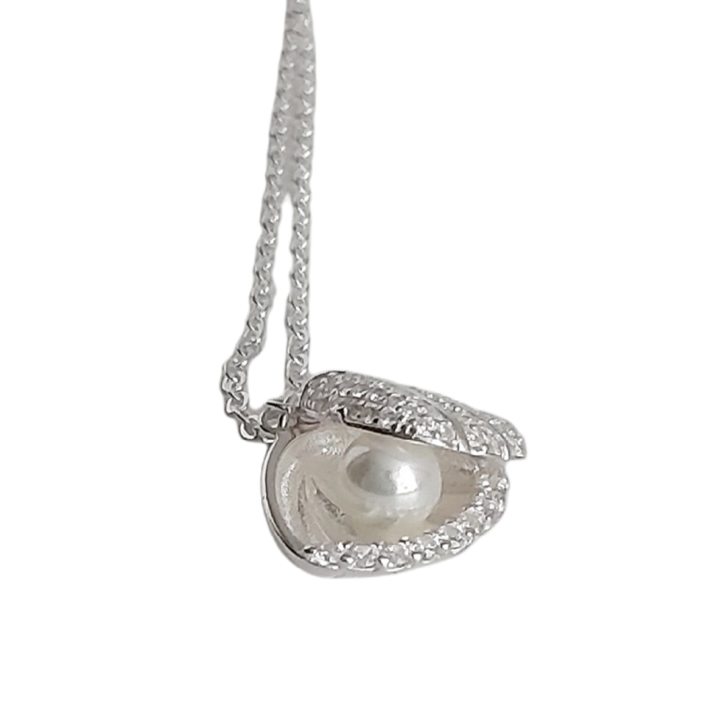 Collar Plata 925 Almeja Perla Circón