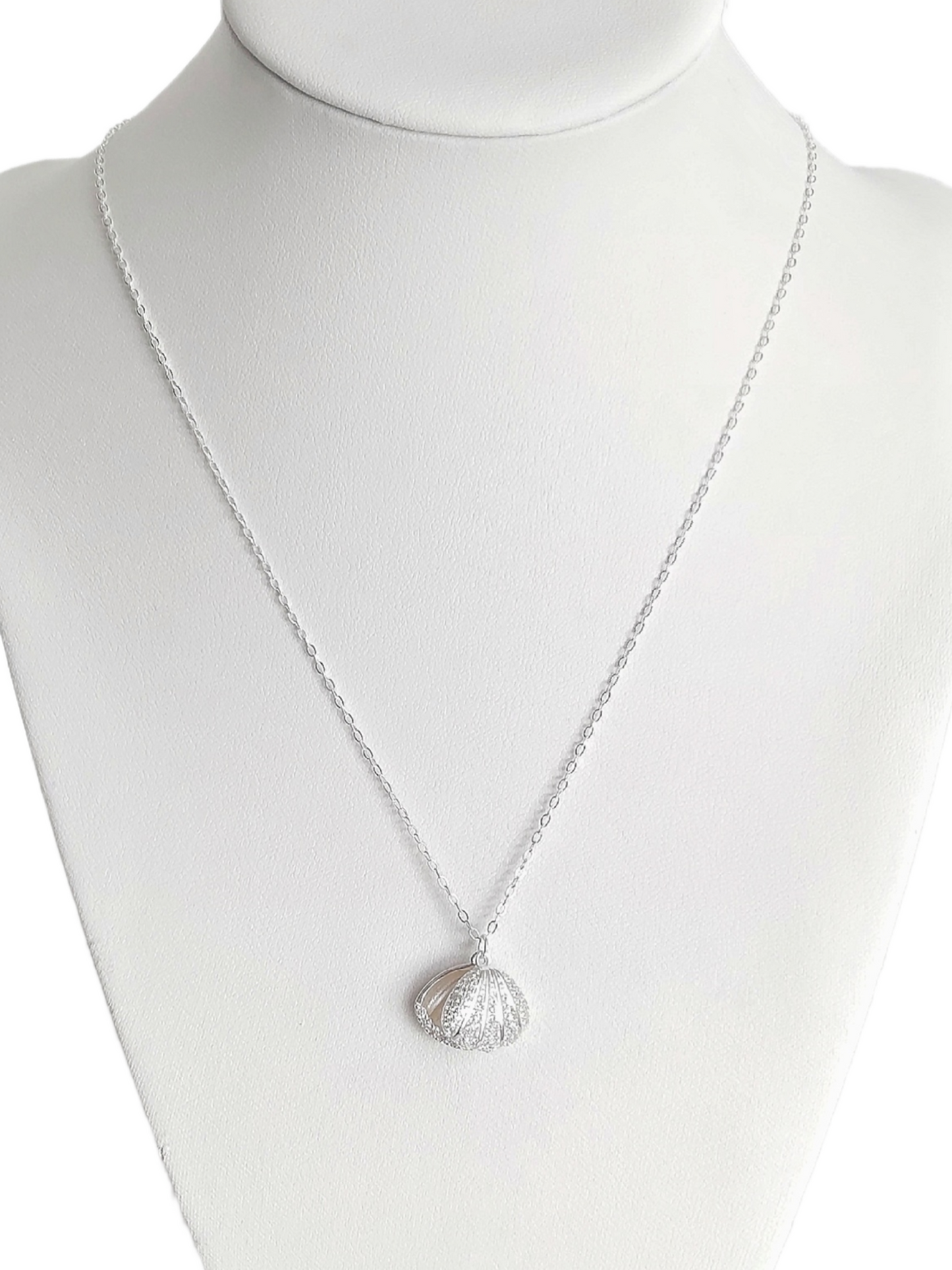 Collar Plata 925 Almeja Perla Circón