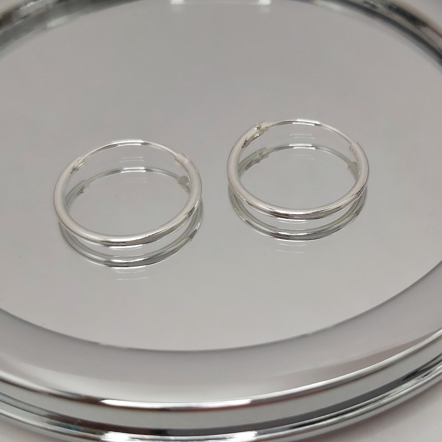 Aros Argollas Plata 925 Lisas Mini 12MM