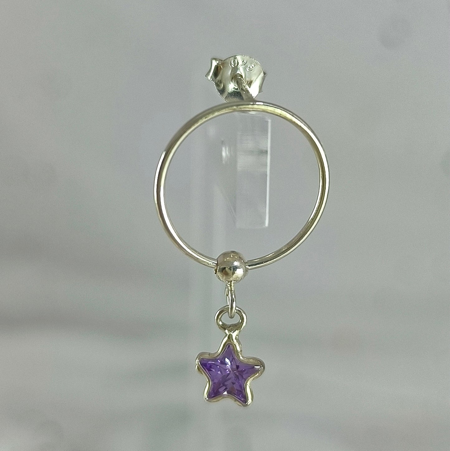 Aros Argolla Plata 925 Estrella Cricón Lila