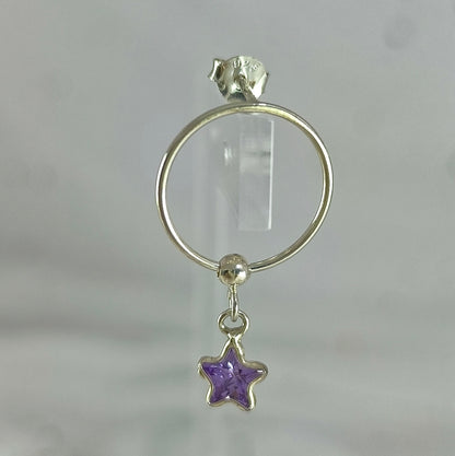 Aros Argolla Plata 925 Estrella Cricón Lila