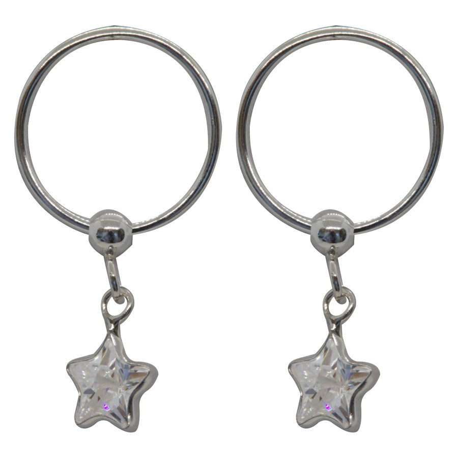 Aros Argolla Plata 925 Estrella Cricón Blanco