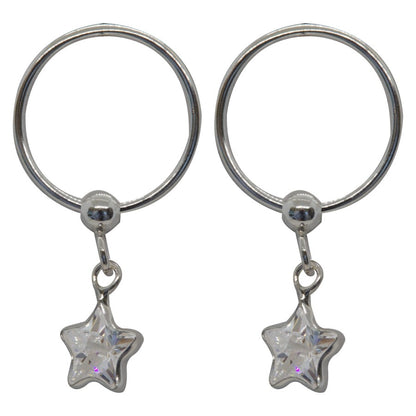 Aros Argolla Plata 925 Estrella Cricón Blanco