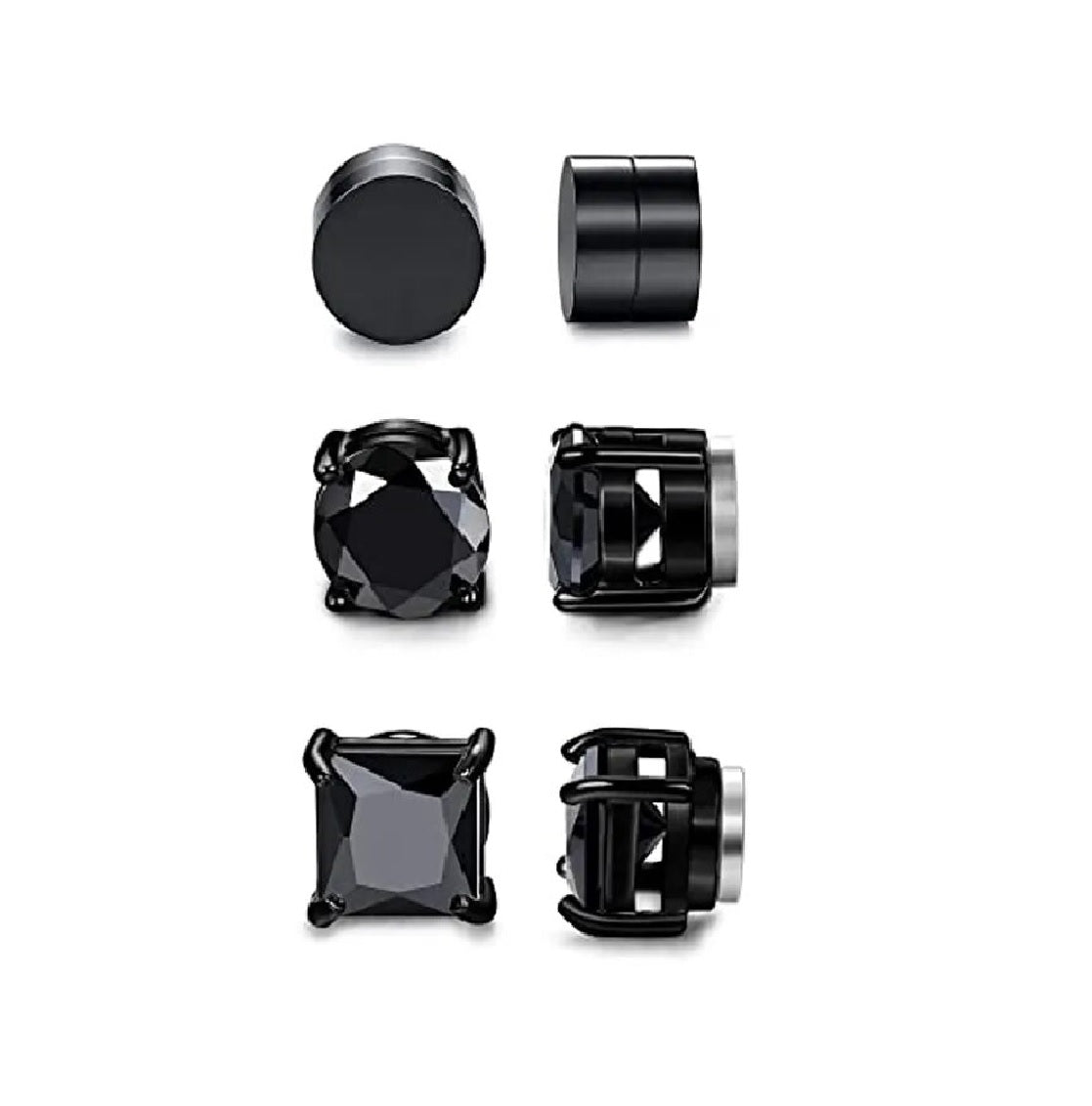 3 Pares Aros Imán Negros 6MM
