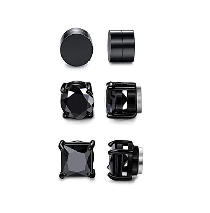 3 Pares Aros Imán Negros 6MM