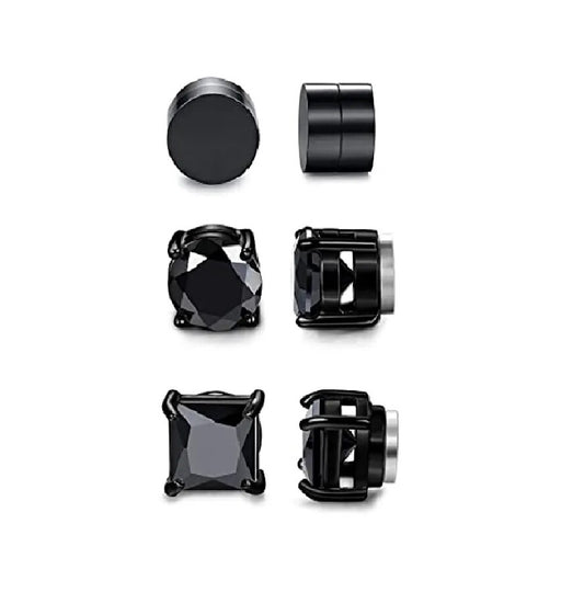 3 Pares Aros Imán Negros 6MM