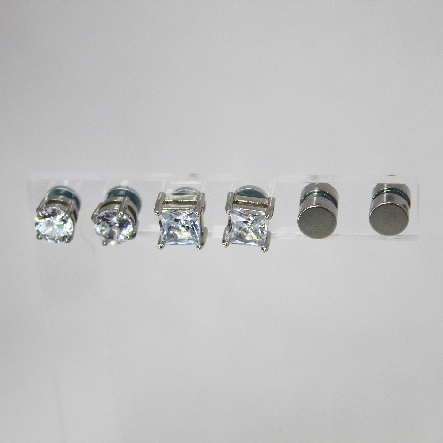 3 Pares Aros Imán Plateados 6MM