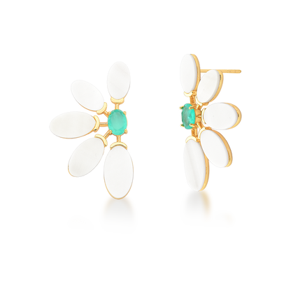 Aros Enchapado En Oro 18k Margarita Nacar y Turmalina