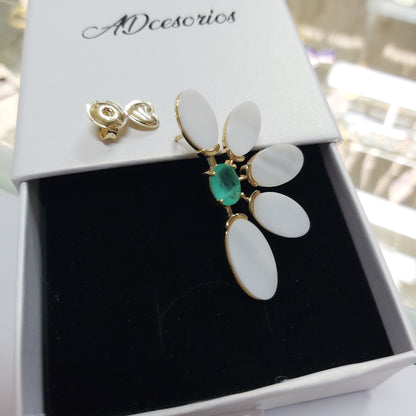 Aros Enchapado En Oro 18k Margarita Nacar y Turmalina