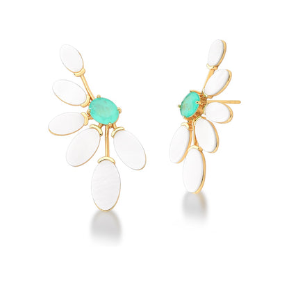 Aros Ear Cuff Enchapado En Oro 18k Margarita Nacar y Turmalina