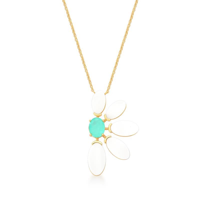 Collar Enchapado En Oro 18k Margarita Nacar y Turmalina