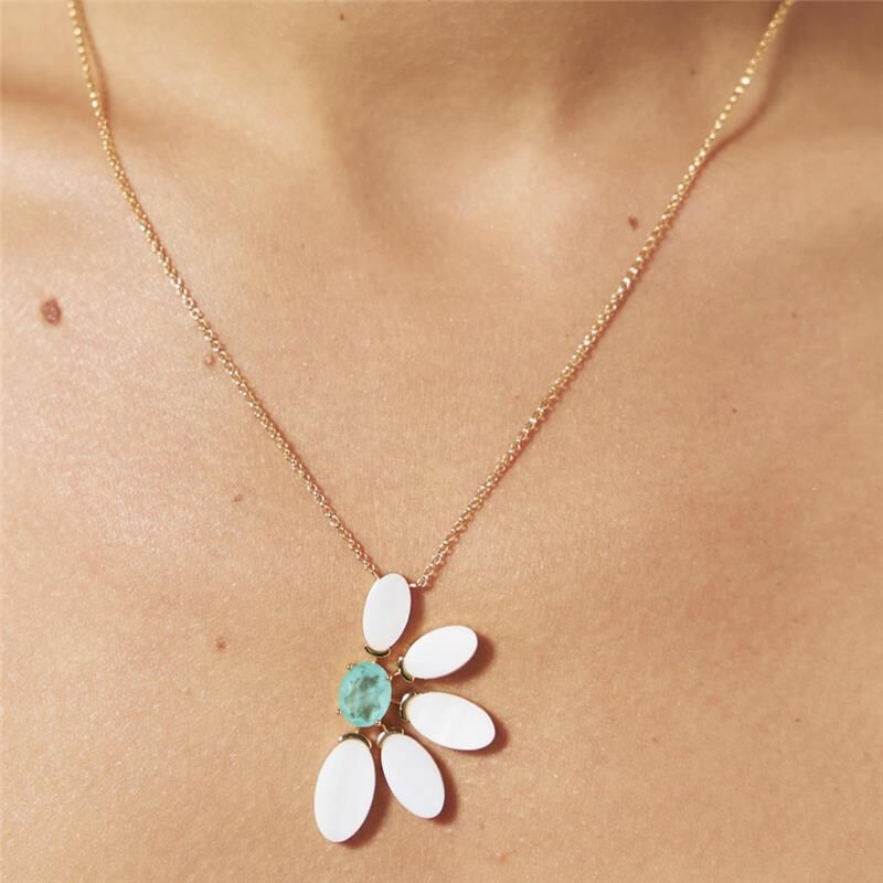 Collar Enchapado En Oro 18k Margarita Nacar y Turmalina