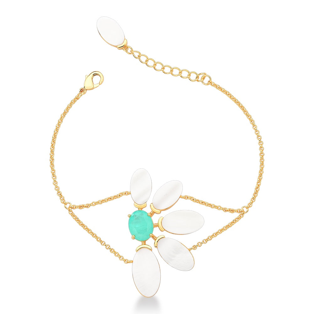 Pulsera Enchapado En Oro 18k Margarita Nacar y Turmalina