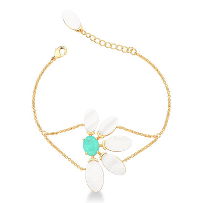 Pulsera Enchapado En Oro 18k Margarita Nacar y Turmalina