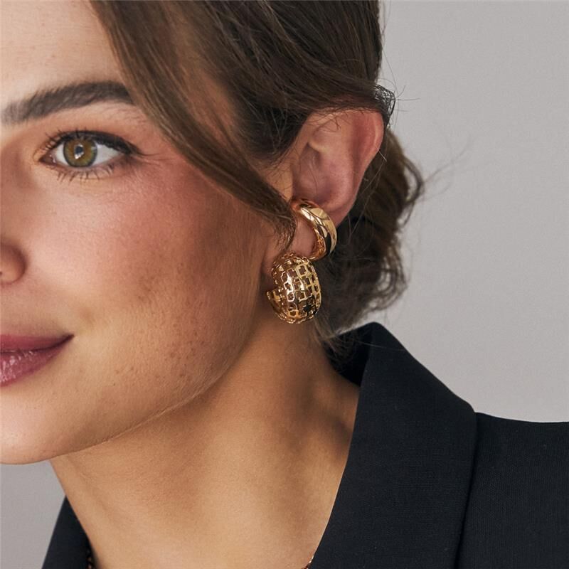 Aros Argollas Pequeñas Enchapado En Oro 18k Treliça