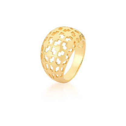 Anillo Pequeño Enchapado En Oro 18k Treliça