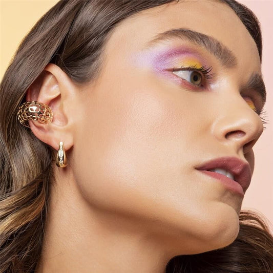 Aros Ear Cuff Enchapado En Oro 18k Treliça