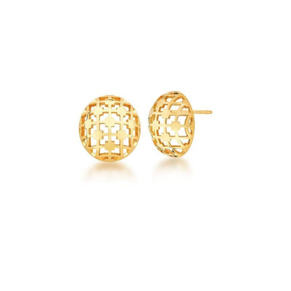 Aros Stud Enchapado En Oro 18k Treliça