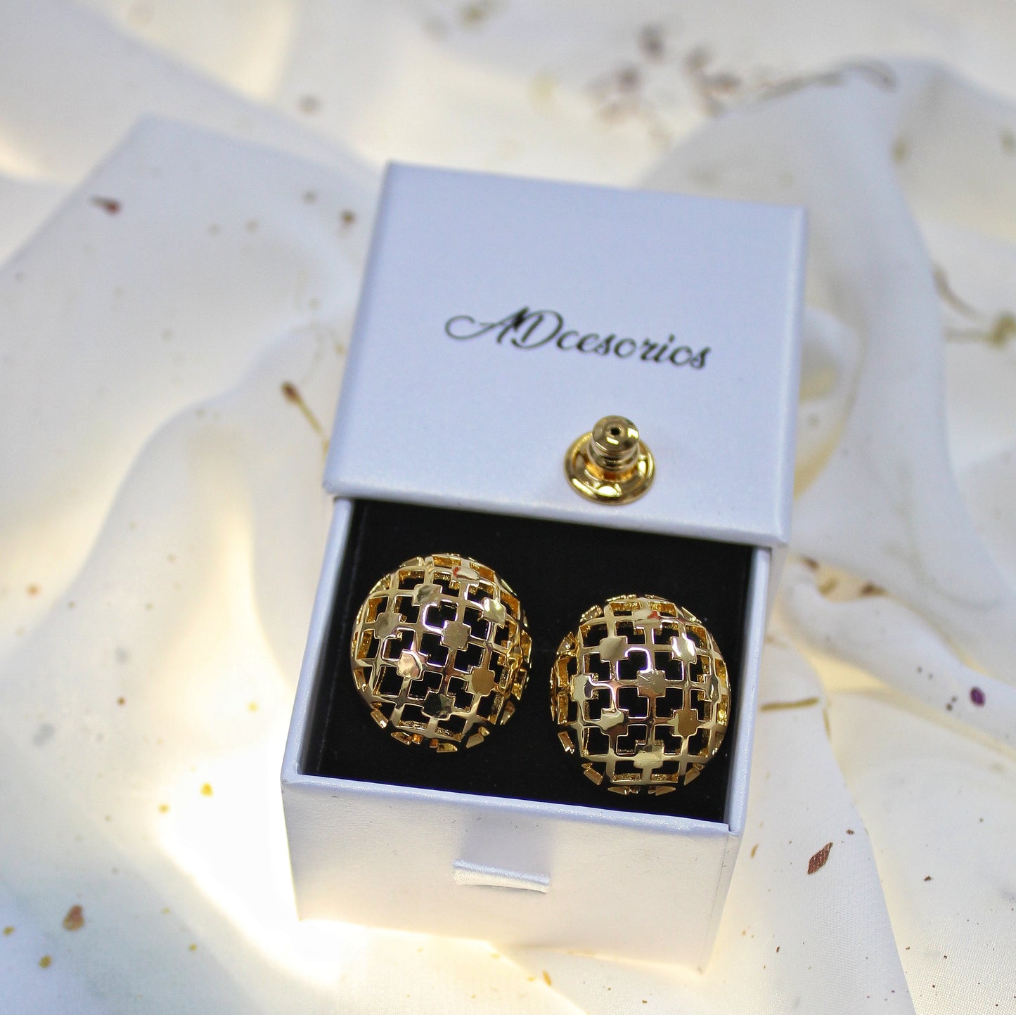 Aros Stud Enchapado En Oro 18k Treliça