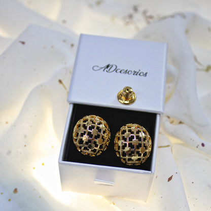 Aros Stud Enchapado En Oro 18k Treliça