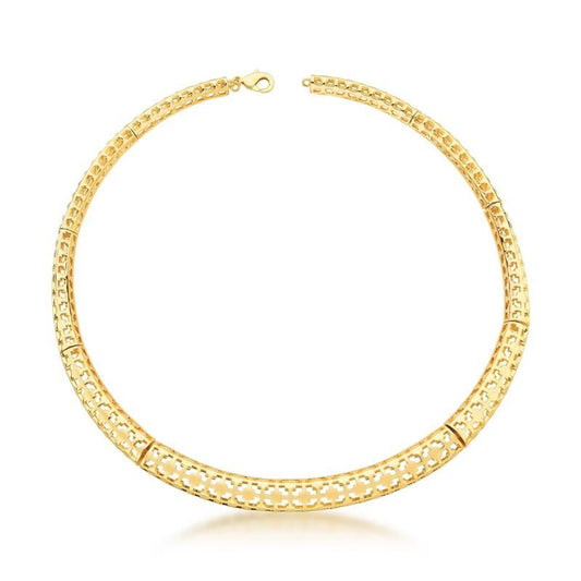 Collar Rigido Enchapado En Oro 18k Treliça