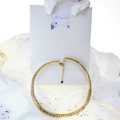 Collar Rigido Enchapado En Oro 18k Treliça