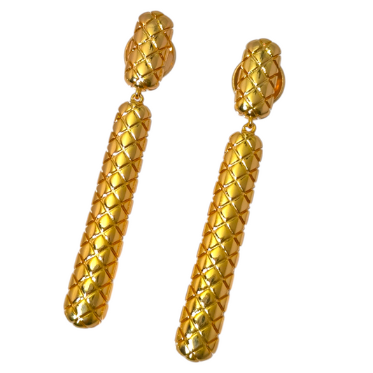 Aros Colgantes Enchapados En Oro 18K Piña