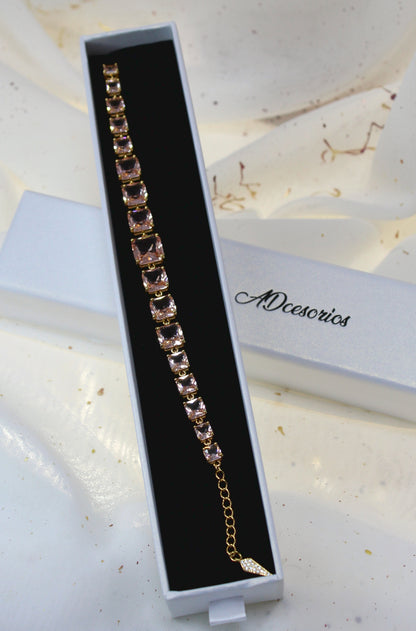 Pulsera Enchapado en Oro 18K Cristales Renzo