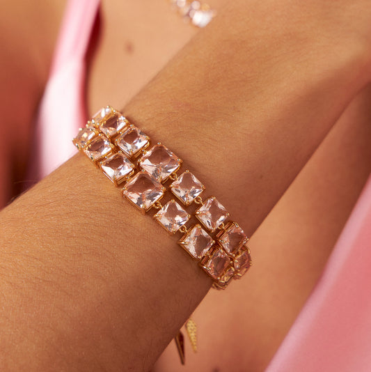 Pulsera Enchapado en Oro 18K Cristales Renzo