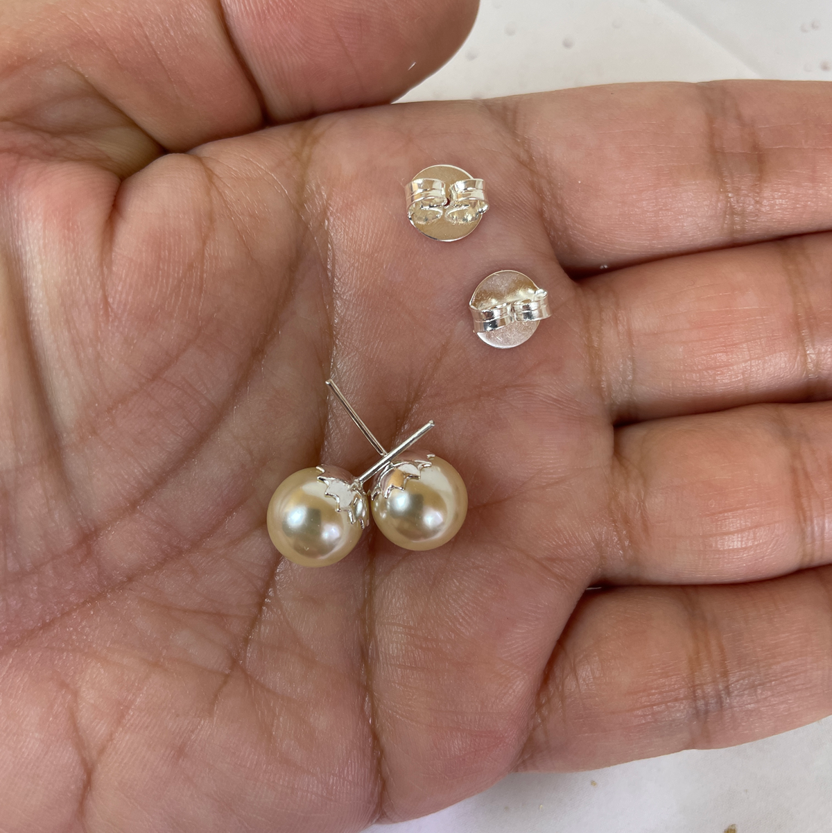 Aros Plata 925 Perla Completa 10MM